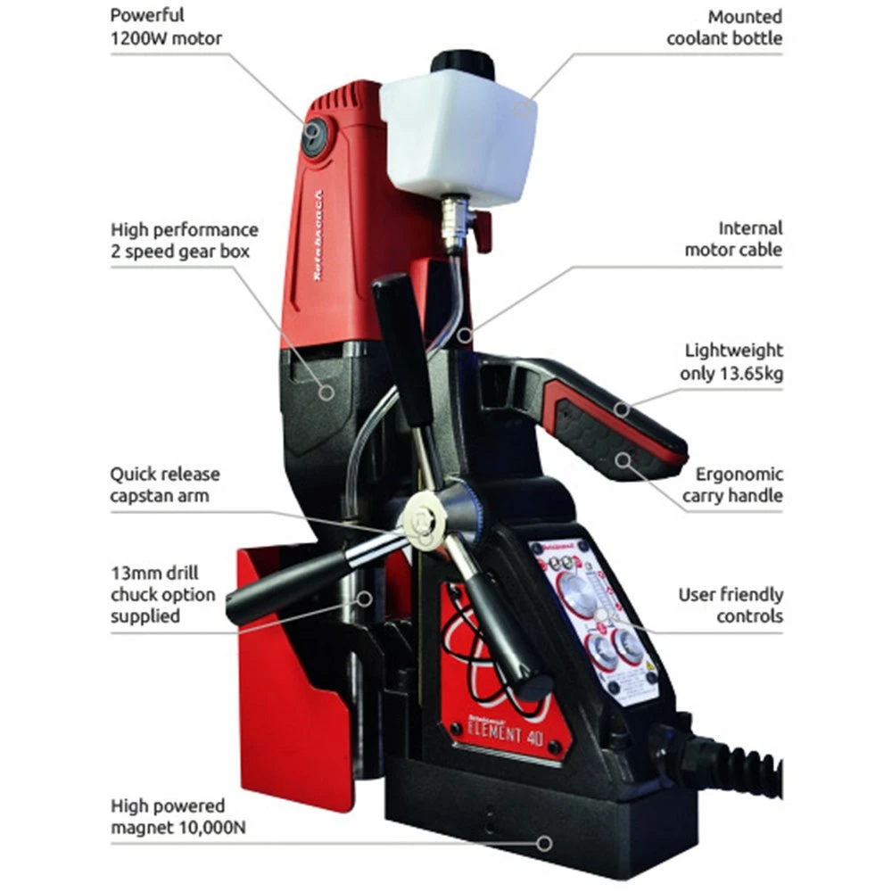 ROTABROACH 1200W Magnetic Drill With 5 Piece Cutter Kit ELEMENT403C - Image 4