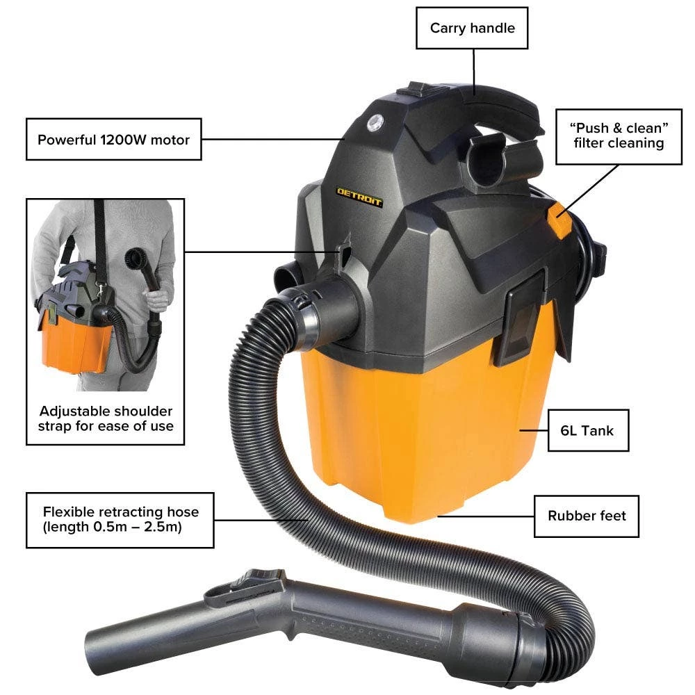 DETROIT 240V 6L Portable M Class Vacuum DETVAC26M - Image 3